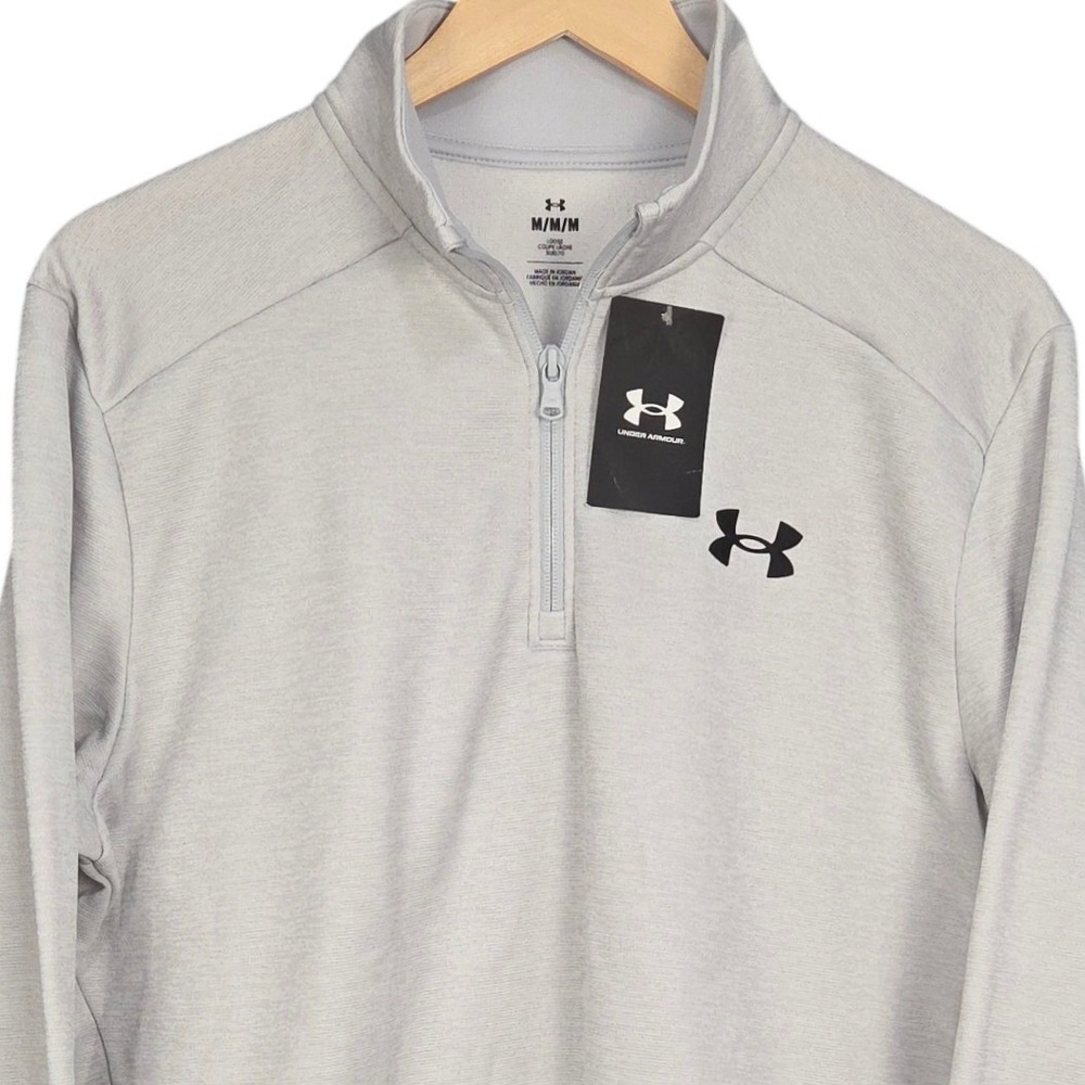 Under Armour Fleece Twist 1/4 Zip Mens Medium Light Gray Pullover Sweatshirt New